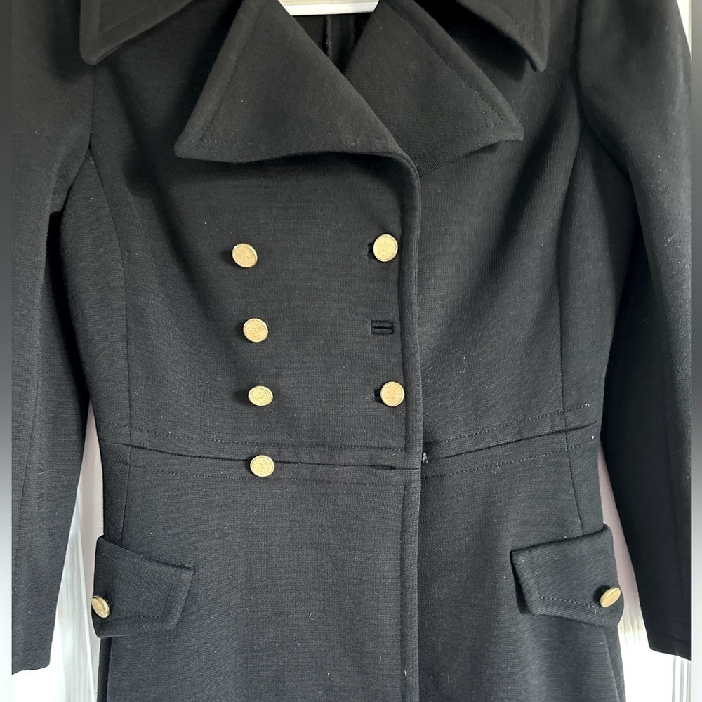 1960s Butte Knit Double Breasted MILITARY STYLE Wool Blend Long Coat - Picture 6 of 16
